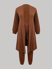  Solid Long Sleeve Coat & Joggers Set