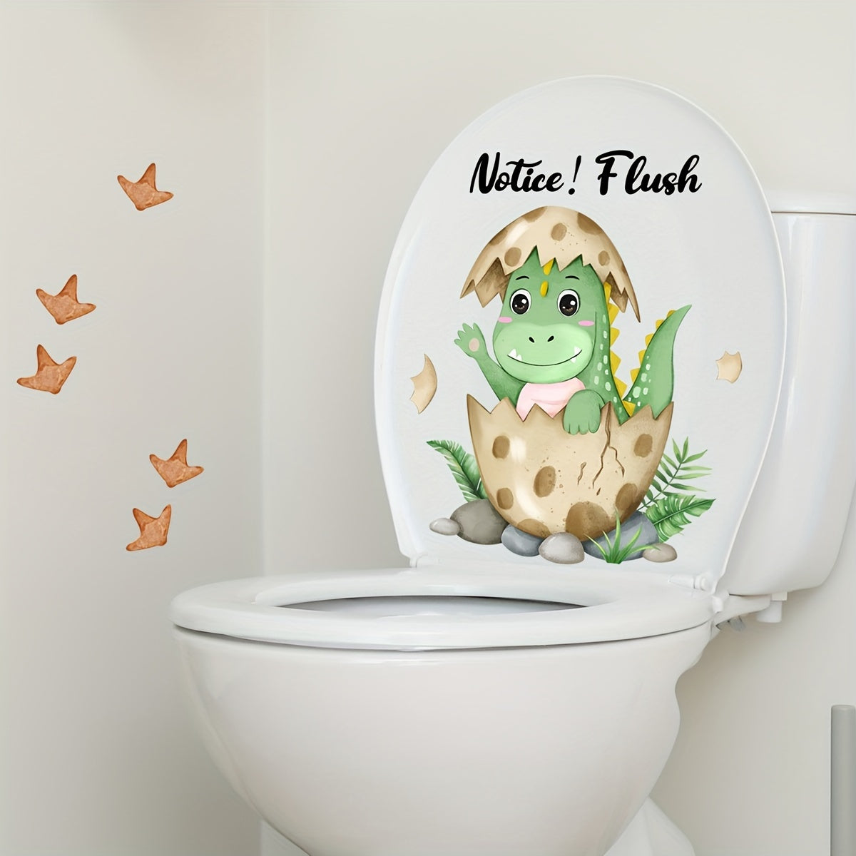 English Flush Cartoon Dinosaur Wall Sticker Bathroom Decoration