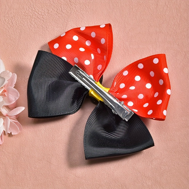 Cute Ribbon Polka Dot Bow Hair Clips for Girls