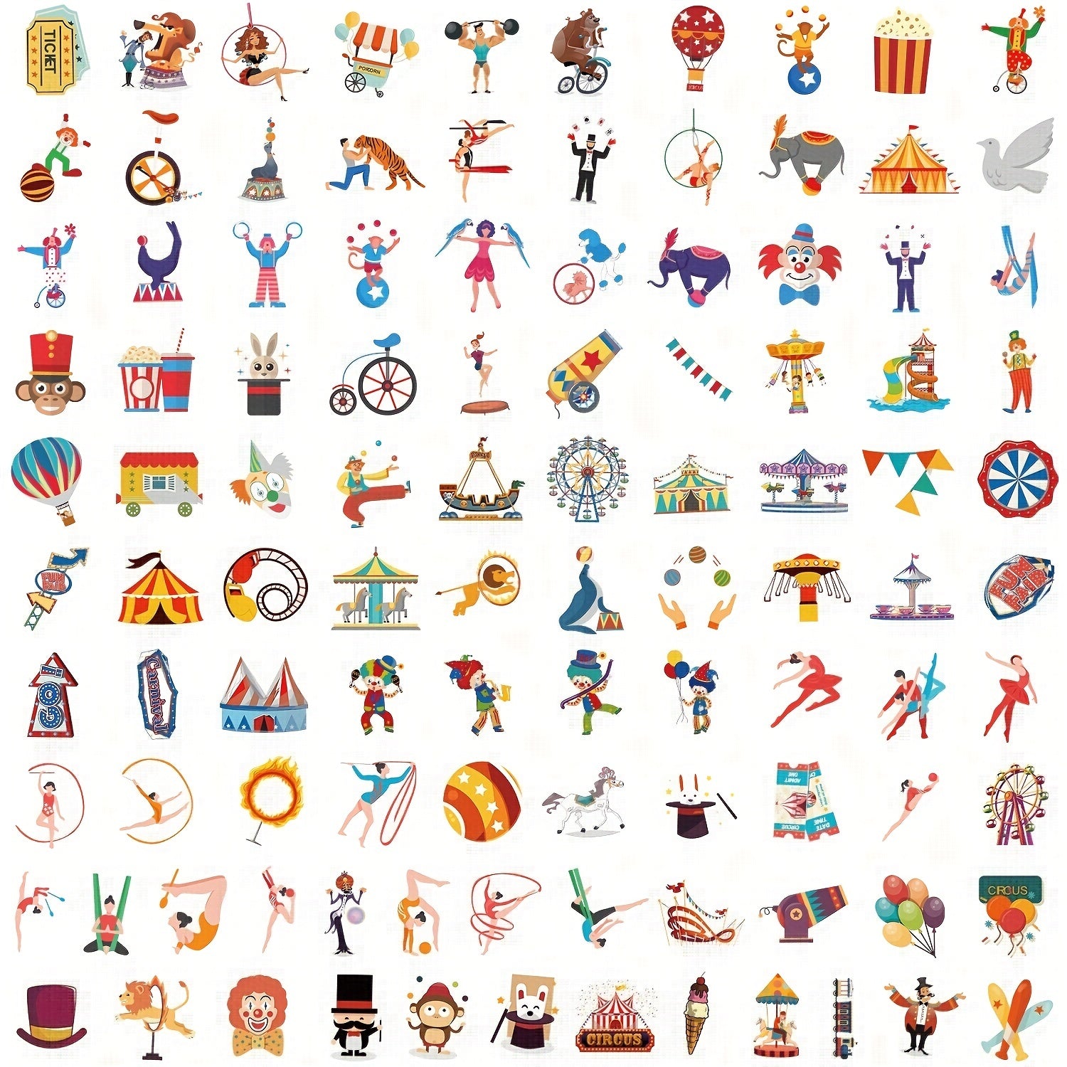 Circus Graffiti Sticker Pack for Phones Water Bottles Computers