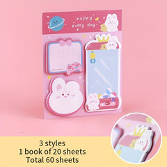 60sheets Special Shaped Sticky Notes Creative Cartoon Message Stickers