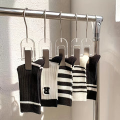 3 Pairs Striped Crew Socks Mid Tube Women's Stockings