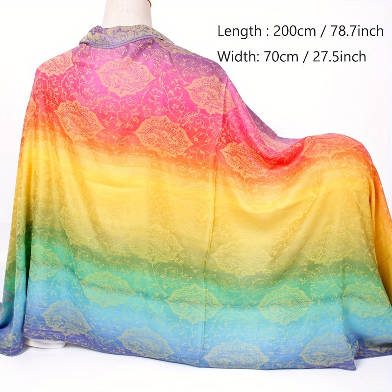 Paisley Jacquard Tassel Scarf Large Gradient Shawl