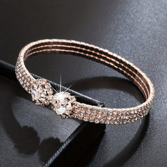18K Plated Zircon Bangle Rhinestone Bracelet Wedding Jewelry