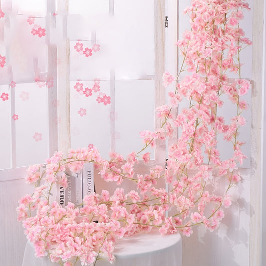 Artificial Cherry Rattan Decorative Flower Vine 70in 135pcs Flower