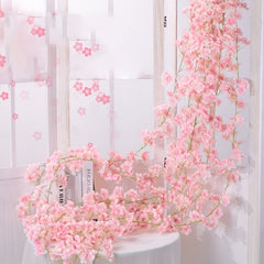 Artificial Cherry Rattan Decorative Flower Vine 70in 135pcs Flower