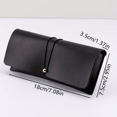 Solid PU Leather Sunglasses Storage Case Pouch Portable Eyewear Container