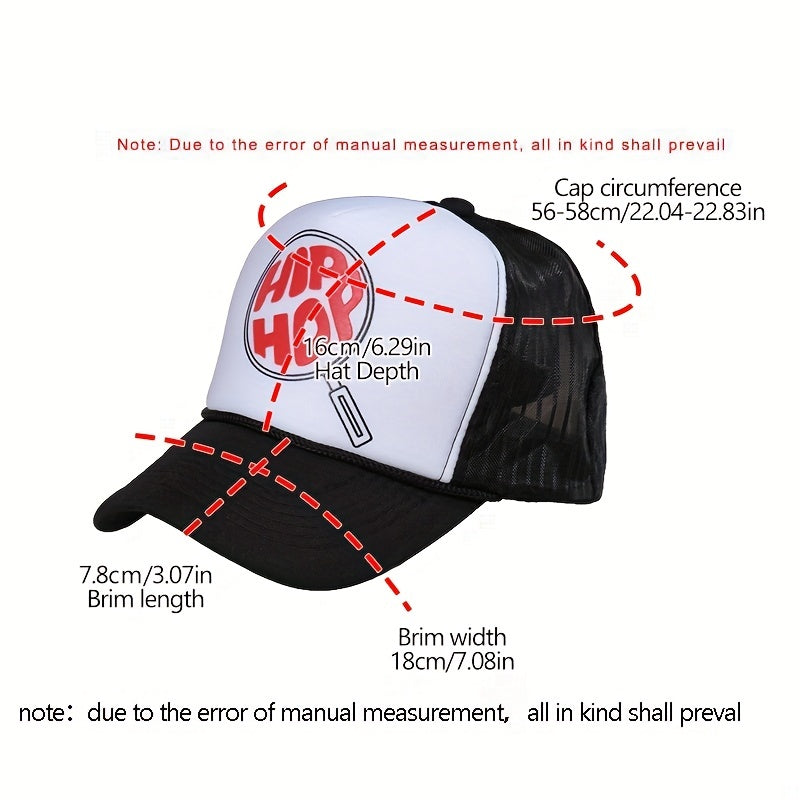 Racket Print Baseball Cap Hip Hop Mesh Trucker Hat