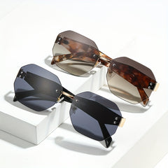 Polygonal Rimless Sunglasses UV400 Gradient Glasses