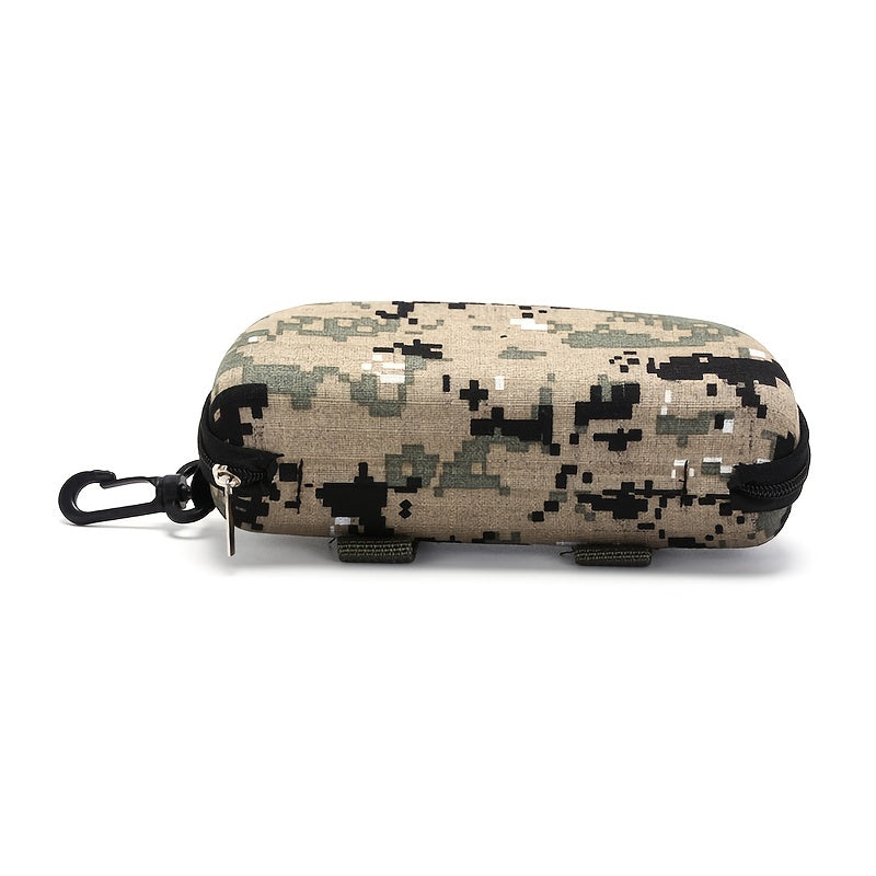 Camouflage Outdoor Goggle Storage Case Zipper Hook Reading Glasses Box