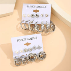 11 Pairs Golden Earrings Kit for Women & Girls - Zinc Alloy Ear Jewelry