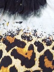  Leopard & Letter Print Tee & Shorts Set