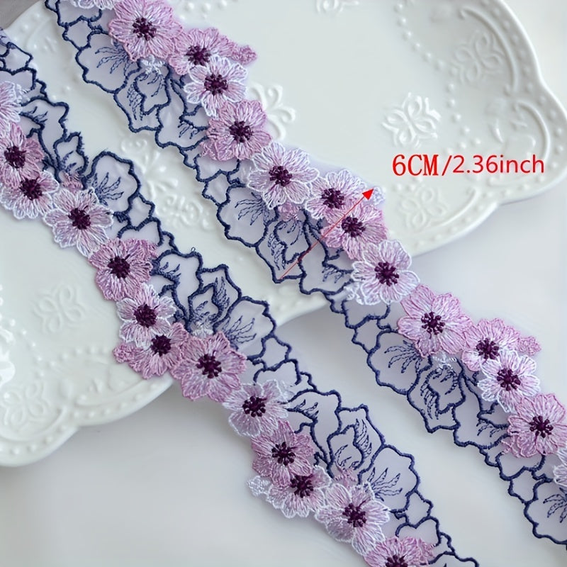 22" Wide Cotton 3D Flower Fabric Embroidery Ribbon Dress Collar Skirts Neckline