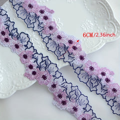 22" Wide Cotton 3D Flower Fabric Embroidery Ribbon Dress Collar Skirts Neckline