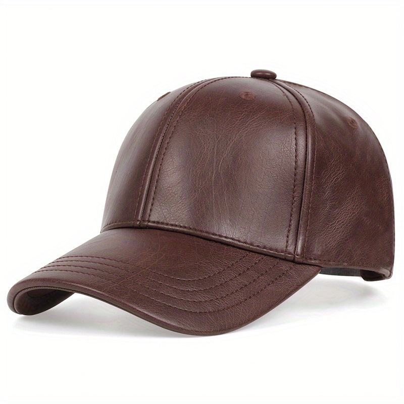 Waterproof PU Leather Baseball Cap Unisex Adjustable Sunshade Golf Hat