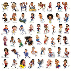50pcs Sports Star Stickers Decals Variety for Water Bottle Laptop