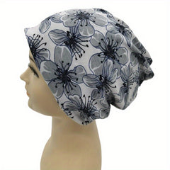 Flower Print Beanie Lightweight Skull Hat Chemo Cap Turban Hats