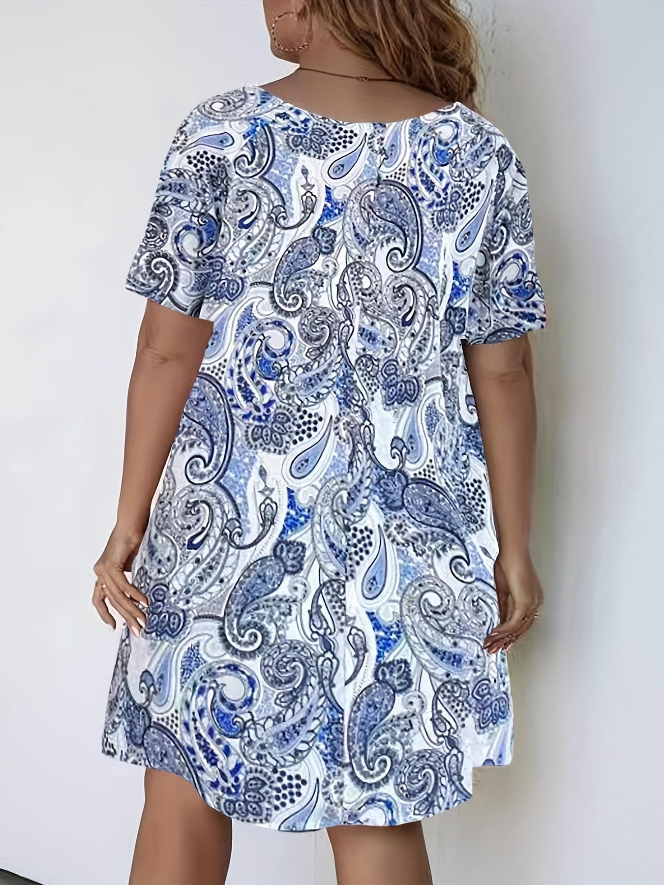  Paisley Print Short Sleeve Tee Dress