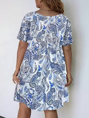 Paisley Print Short Sleeve Tee Dress