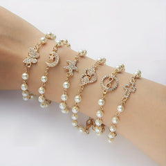 Y2K Faux Pearls Beaded Chain Bracelet for Women