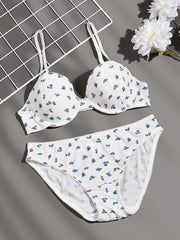 Floral Print Push Up Bra & Panties Set