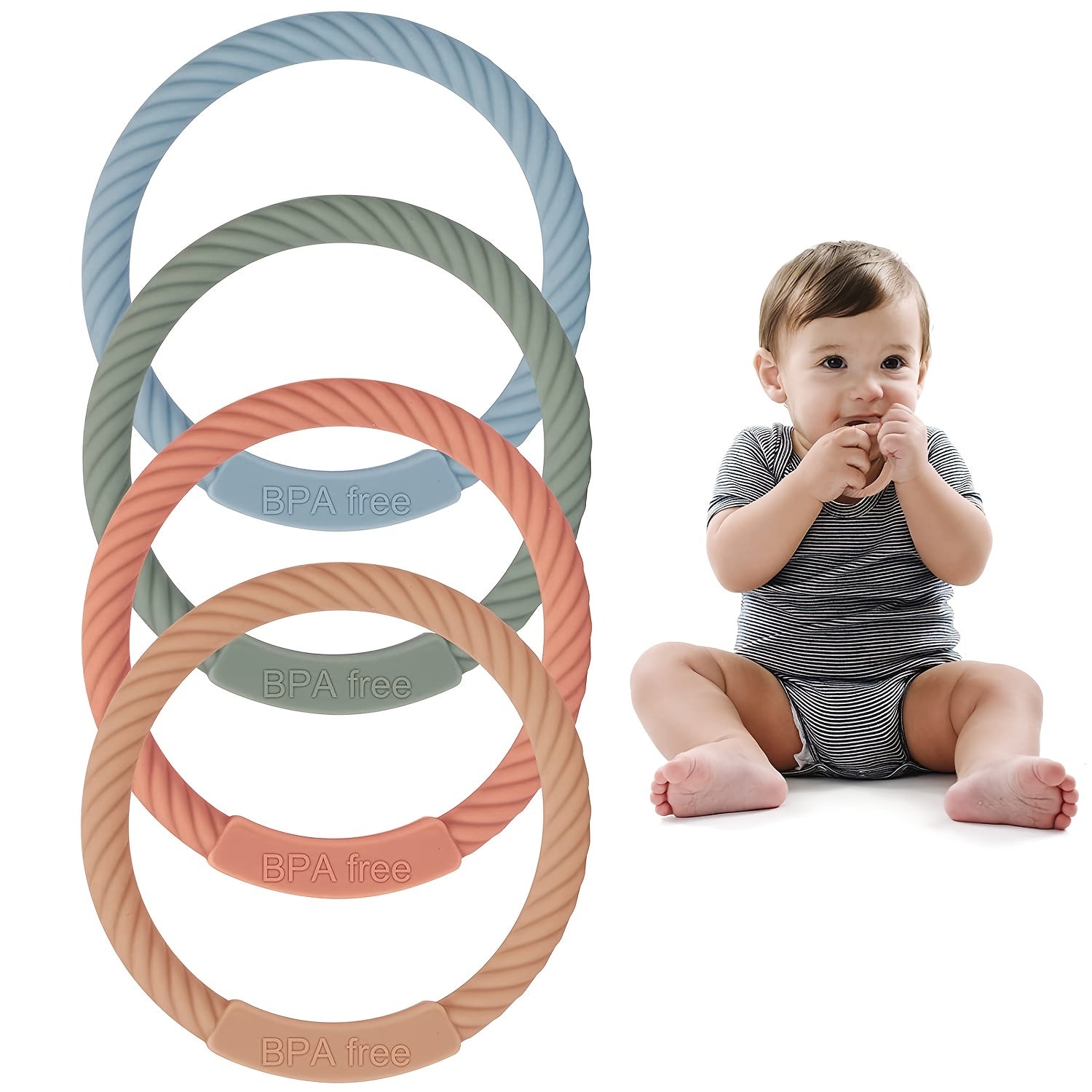 Silicone Teething Rings for Babies, BPA-Free Teether Bracelet