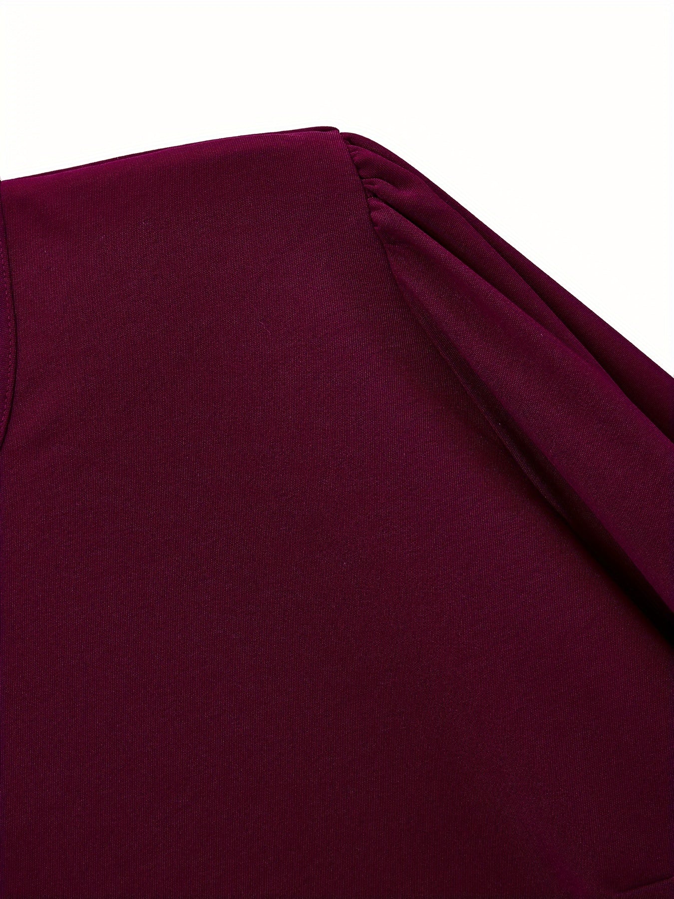  Solid Lantern Sleeve Round Neck Blouse
