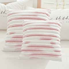 2pcs Gradient Striped Throw Pillow Covers Velvet Square Pillowcase