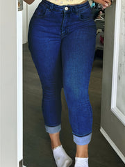  Womens Button Fly Stretch Skinny Jeans