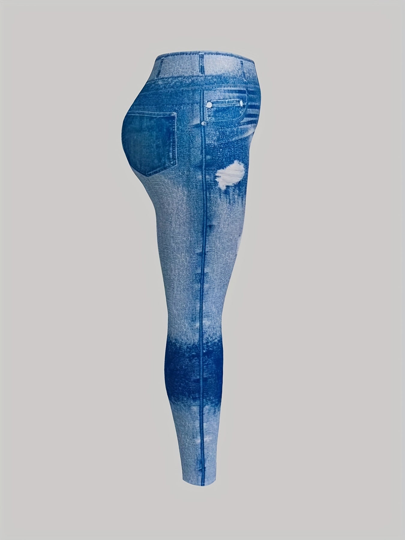 Denim Print High Rise Leggings
