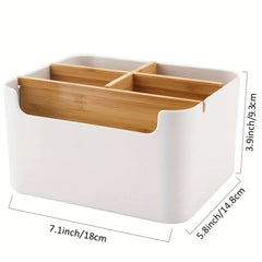 5 Compartments Bamboo Desk Organiser with Pen Holder