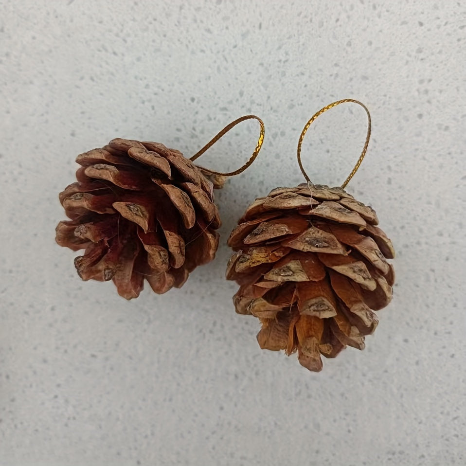 6pcs Holiday Decorations Christmas Supplies Natural Wooden Pine Cones
