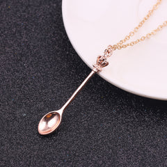 Minimalist Crown Mini Teaspoon Pendant Classic Necklace Vintage Crown Spoon