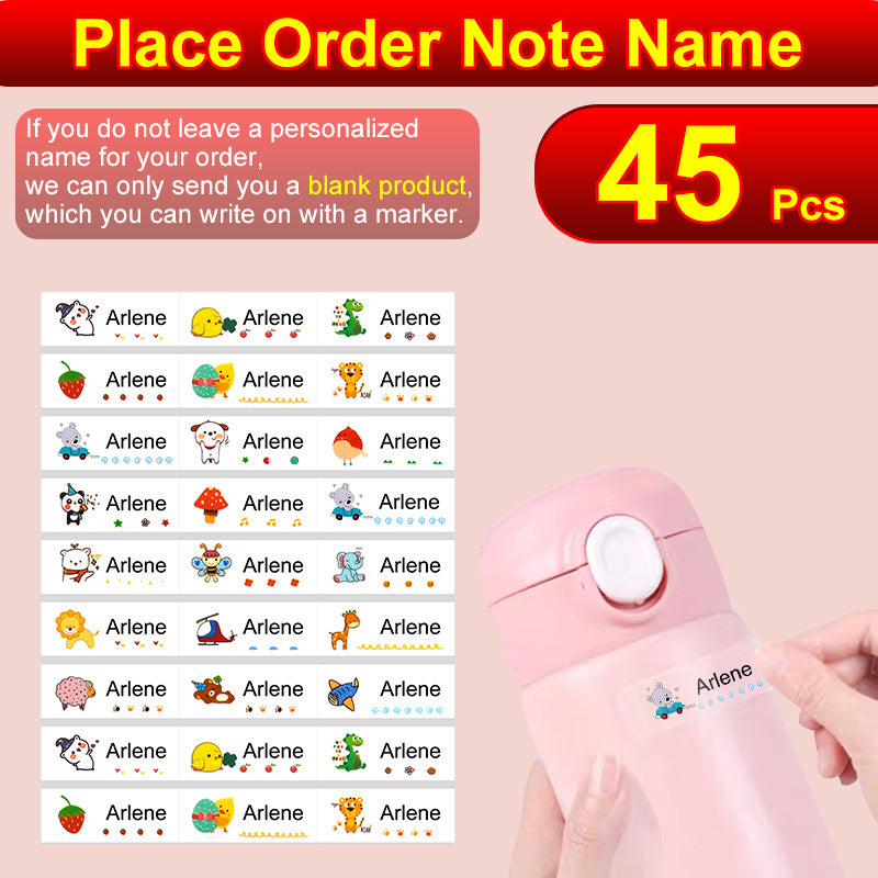 180pcs Transparent Name Sticker Cartoon Waterproof Labels