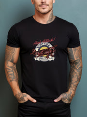 Men's Plane Print Graphic Crew Neck T-shirt for Summer