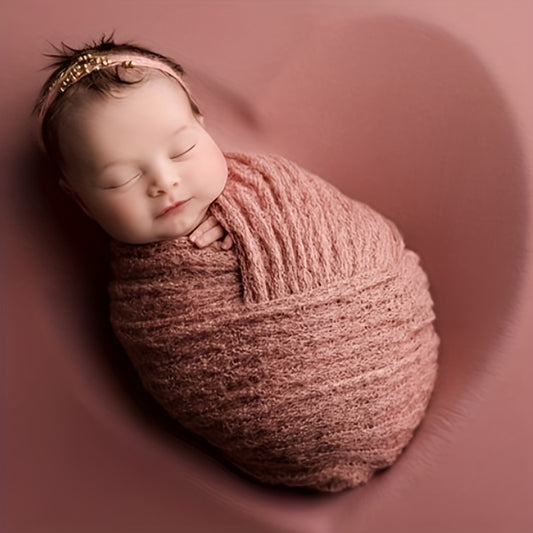 2Pcs Baby Photography Set: Soft Knit Wrap Towel & Headwear