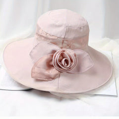 Floral Sun Hat Wide Brim Mesh Breathable Bucket Hat