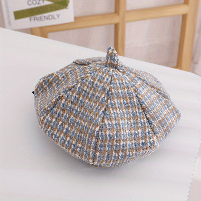 Houndstooth Pattern Newsboy Cap Beret For Kids