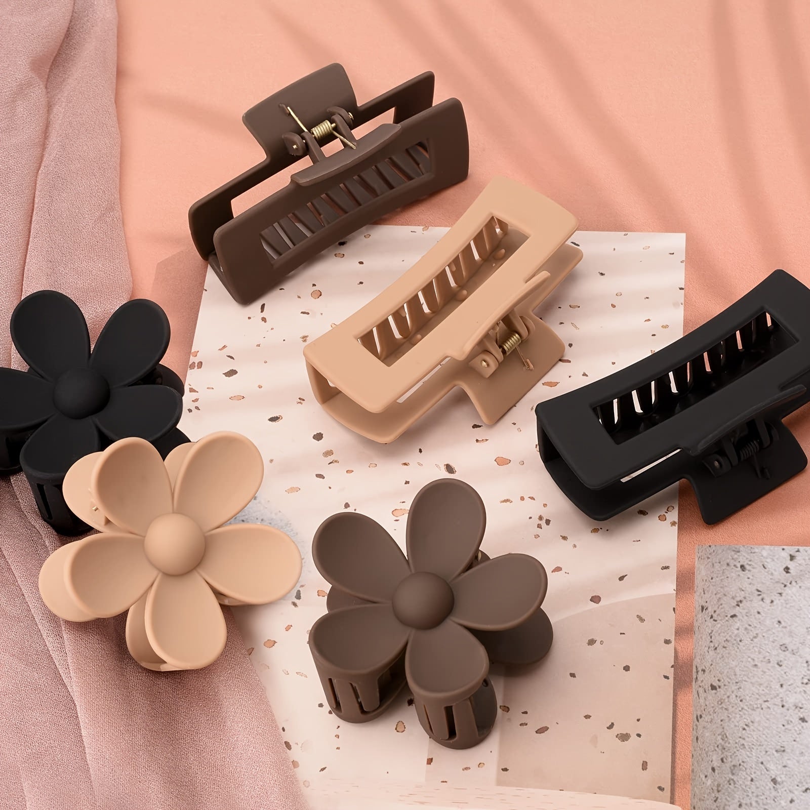 Matte Flower Hair Clips Thick Flower Hair Pin Claw Shaped Hair Pin