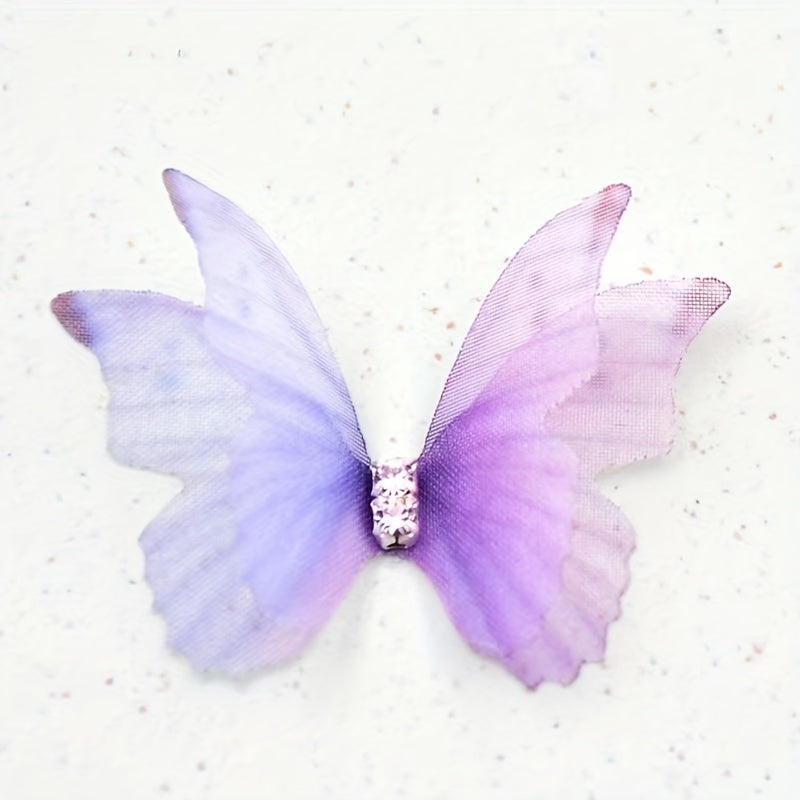 12pcs Glitter Butterfly Hair Clips Colorful Barrette