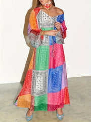  Colorblock Boho Maxi Dress