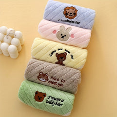 5pcs Animal Design Kid's Towels Soft Coral Fleece Polyester Absorbent Bibs