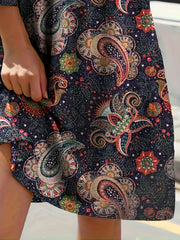  Boho Dress Women's Plus Paisley Floral Print Loose Fit Dress