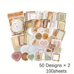 100pcs Retro Note Materials Package Memory Prologue Series Notebook Paper
