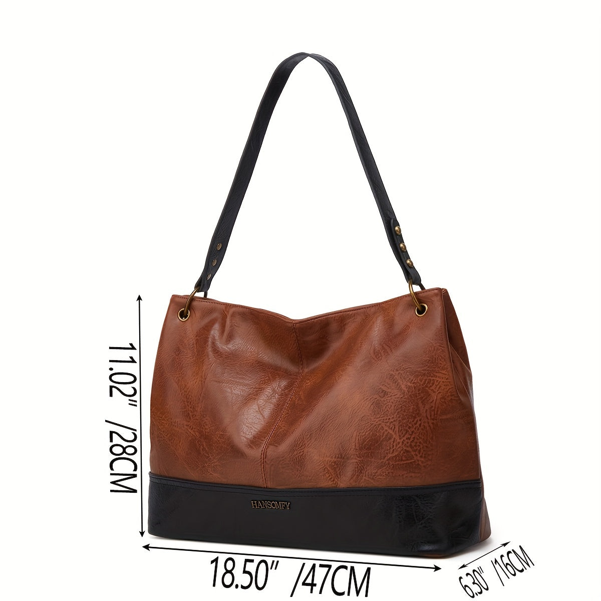 Retro Colorblock Tote Shoulder Bag Large Capacity Minimalist Bag Storage Bag