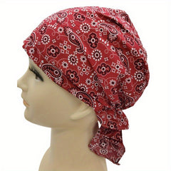 Geometric Paisley Print Turban Breathable Bandana Cotton Lightweight Hijab Hat
