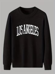 LA Crew Neck Knitted Sweater Men's Casual Warm Pullover Fall Winter