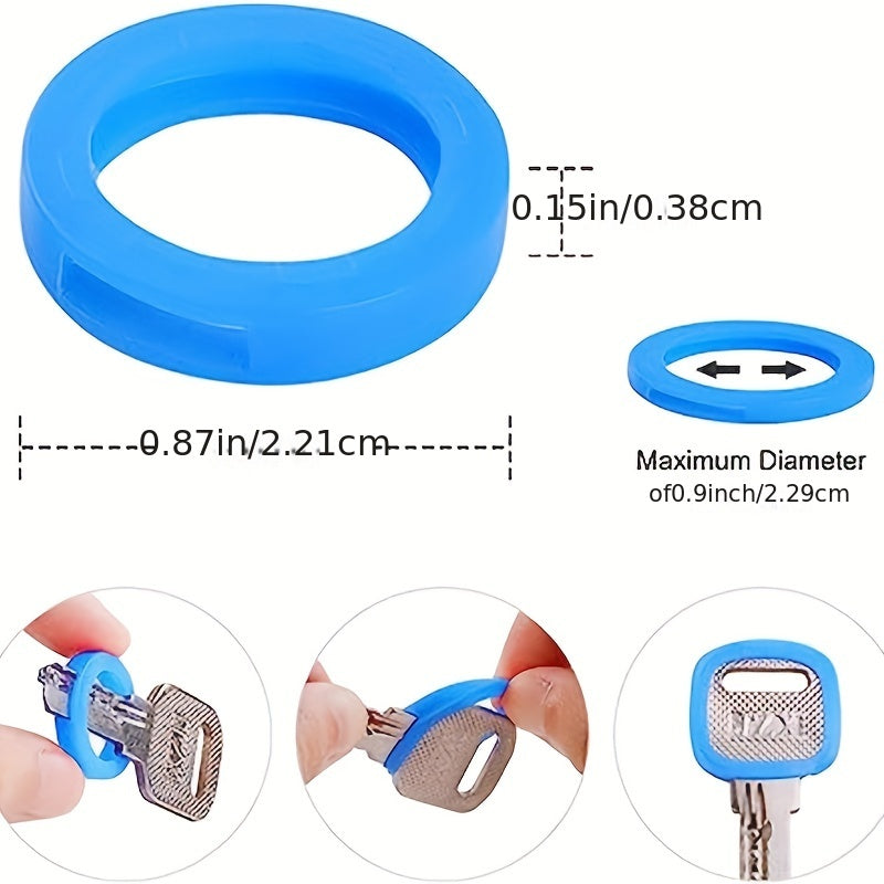10pcs Silicone Key Cap Label Plastic Key Identification Rings