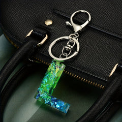 Green Resin Initial Letter Keychain Decorative Bag Accessory Key Ring