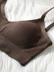 Solid Cami Crop Top V Neck Backless Slim Fit Top Women's Lingerie